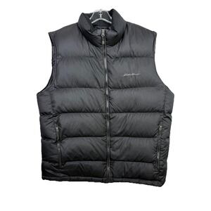 Eddie Bauer EB650 Down Puffer Vest Men's Large Black  Full Zip Quilted Outdoor